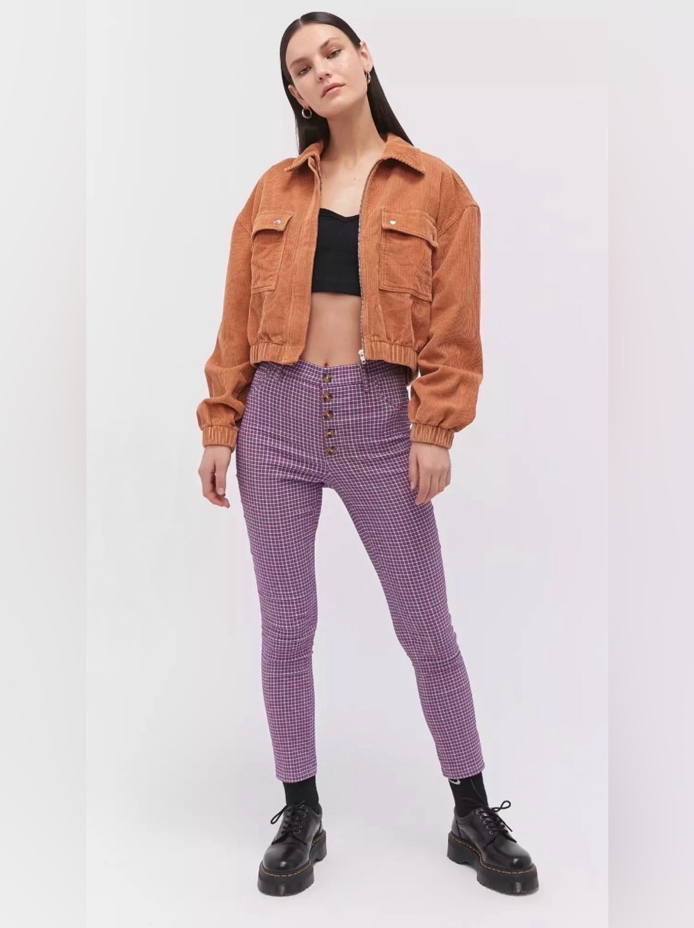 Women’s Size 4 Urban Outfitters Lita Skinny Pant Purple Plaid Check